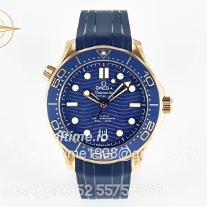 Omega 2018 Seamaster Diver 300M RG Blue Ceramic VSF Blue Dial on Blue Rubber Strap A8801