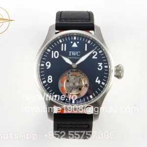 IWC Big Pilot 43 Tourbillon SS RMSF Blue Dial on Black Leather Strap