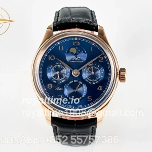 IWC IW5033 Portugieser Perpetual Calendar RG V9F White Dial on Black Leather Strap A52610