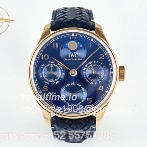 IWC Portugieser Perpetual Calendar RG 5033 APSF Blue Dial on Blue Leather Strap Style 1 A52610