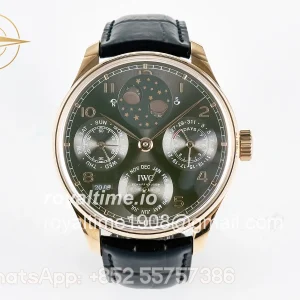 IWC Portugieser Perpetual Calendar RG 5033 APSF Gray Dial on Black Leather Strap A52610