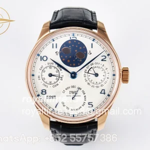 IWC Portugieser Perpetual Calendar RG 5033 APSF White Dial on Black Leather Strap A52610