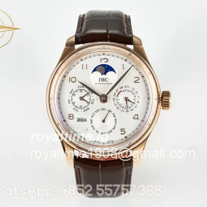IWC IW5033 Portugieser Perpetual Calendar RG V9F White Dial on Brown Leather Strap A52610