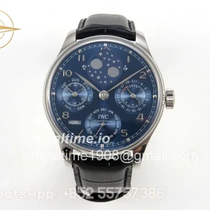 IWC Portugieser Perpetual Calendar SS 5033 APSF Blue Dial on Black Leather Strap A52610