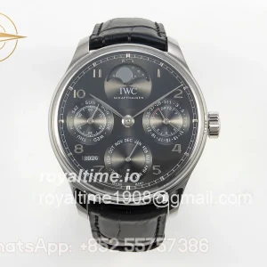 IWC Portugieser Perpetual Calendar SS 5033 APSF Gray Dial on Black Leather Strap A52610