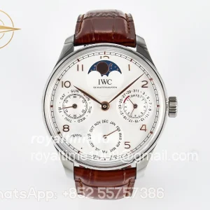 IWC Portugieser Perpetual Calendar SS 5033 APSF White Dial on Brown Leather Strap A52610
