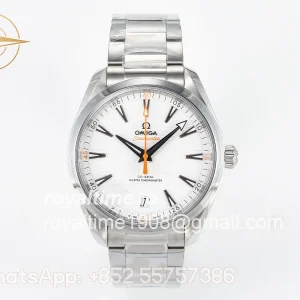 Omega Aqua Terra 150M Master Chronometers VSF White Dial Orange Hand on SS Bracelet A8900