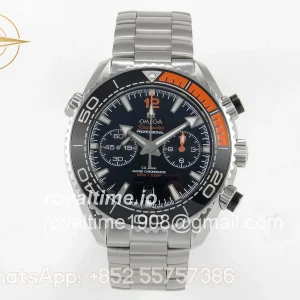 Omega Planet Ocean 600M Chrono SS VRF Black/Orange Bezel Black Dial on SS Bracelet A9900