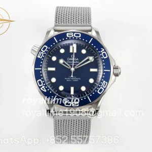 Omega Seamaster 300M Diver 007 SS VSF Blue Wave Dial on SS Mesh Bracelet VS8806