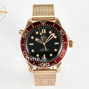 Omega Seamaster 300M Diver Rose Gold VSF Black Dial on Mesh Bracelet A8806