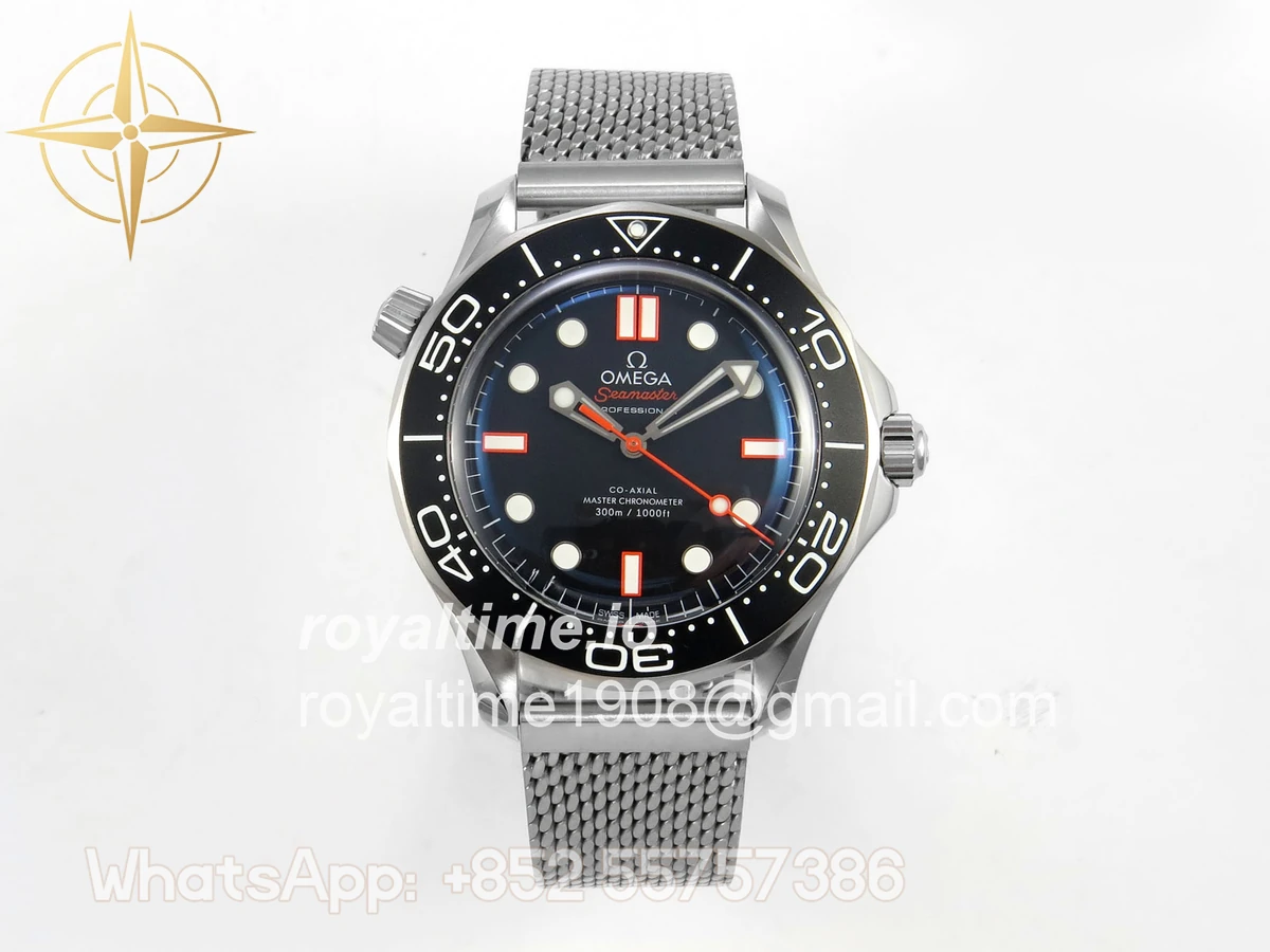 Omega Seamaster 300M Diver SS ORF Black/Orange Dial on SS Mesh Bracelet OR8806