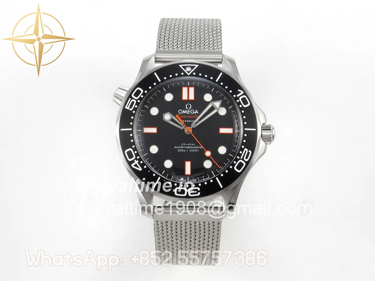 Omega Seamaster 300M Diver SS VSF Black/Orange Dial on SS Mesh Bracelet VS8806