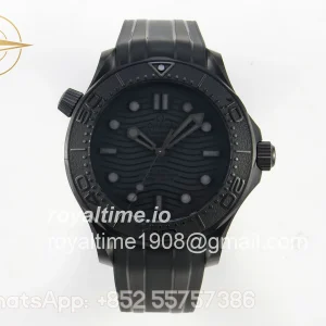 Omega Seamaster Diver 300M Black Ceramic V4 VSF Black Dial On Black Rubber Strap Asian 8806
