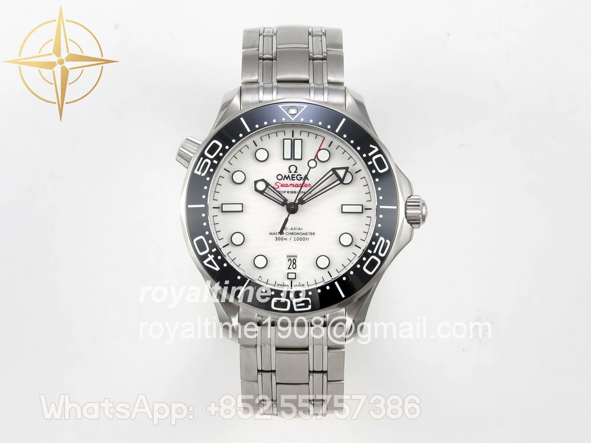Omega Seamaster Diver 300M SS ORF Black Ceramic White Dial on SS Bracelet OR8800