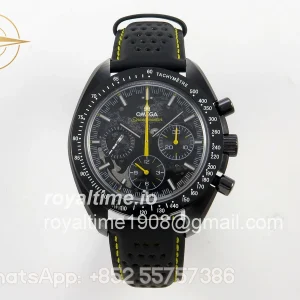 Omega Speedmaster Dark Side of the Moon Black Ceramic BLSF on Leather Strap Manual Winding Movement