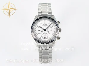 Omega Speedmaster Racing Master SS HKF White Dial on SS Bracelet A7750
