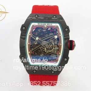 Richard Mille AVF RM67-02 Black NTPT Red/Blue Skeleton Dial on Red Elastic strap CRMA7 V2