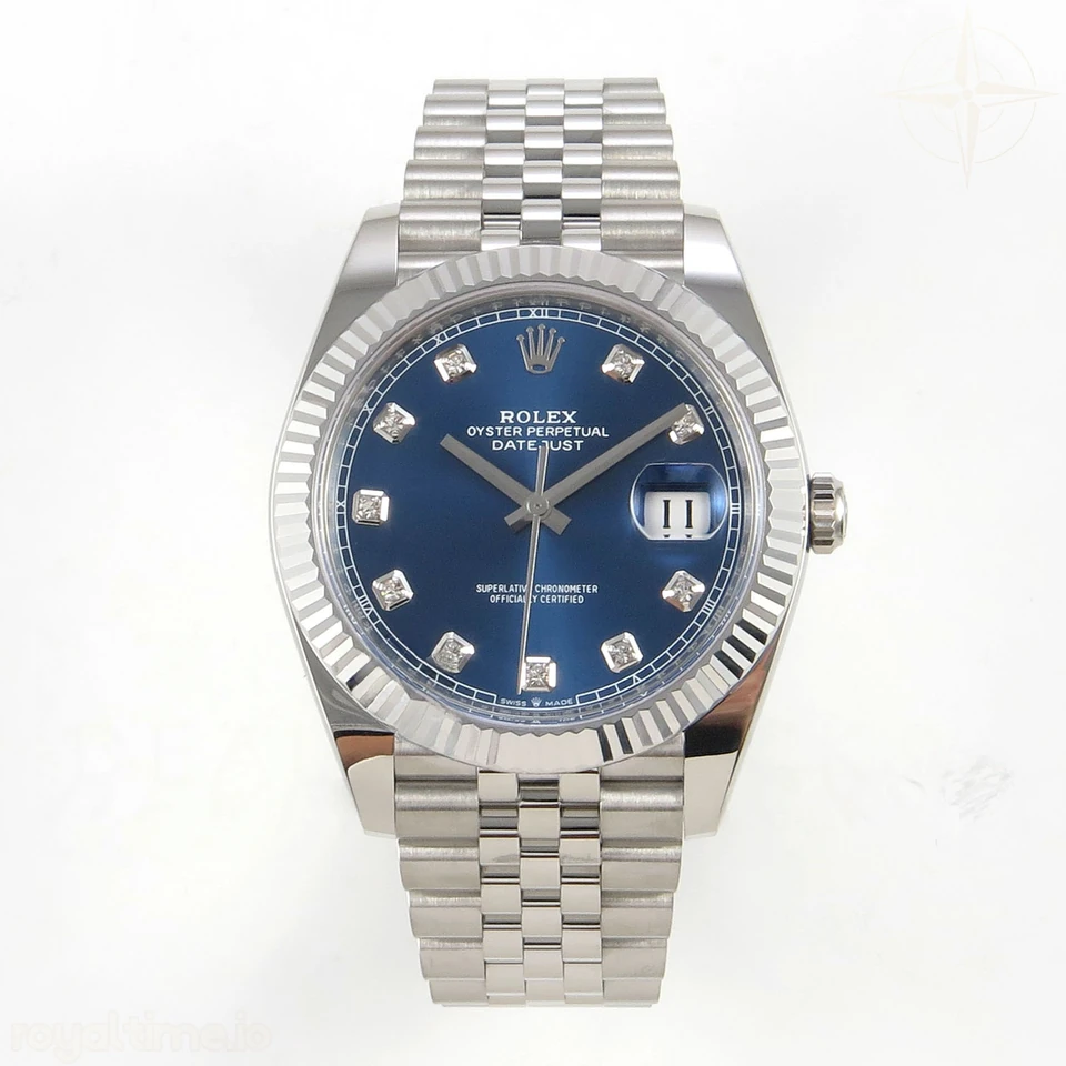 Rolex Datejust 126334 41mm Clean Plus 904L Blue Diamonds Dial on Jubilee Bracelet VR3235