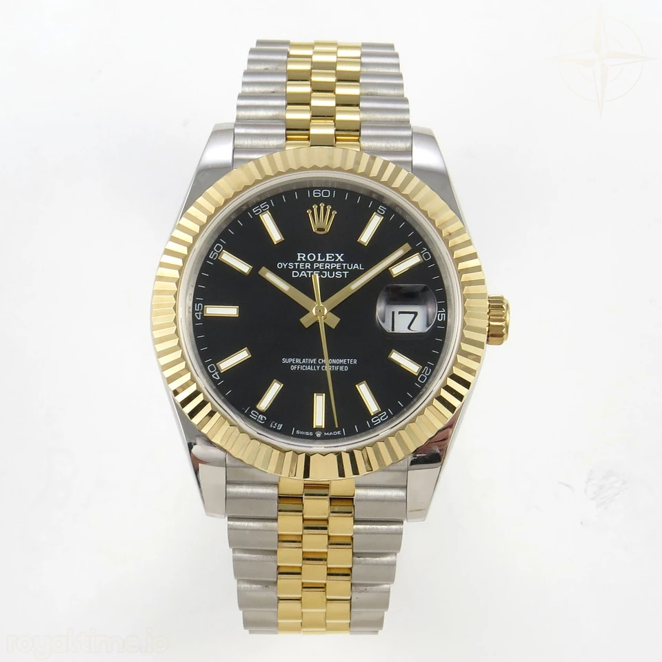 Rolex DateJust 41 126333 QF 904L Steel Black Stick Dial on SS/YG Jubilee Bracelet QF3235 (145g)
