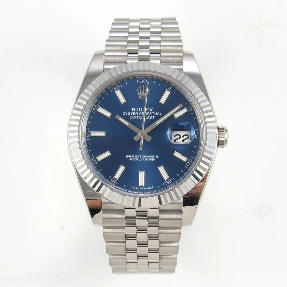 Rolex DateJust 41 126334 Clean Plus 904L Steel Blue Stick Dial on Jubilee Bracelet DD3235