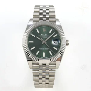 Rolex DateJust 41 126334 Clean Plus 904L Steel Green Stick Dial on Jubilee Bracelet DD3235