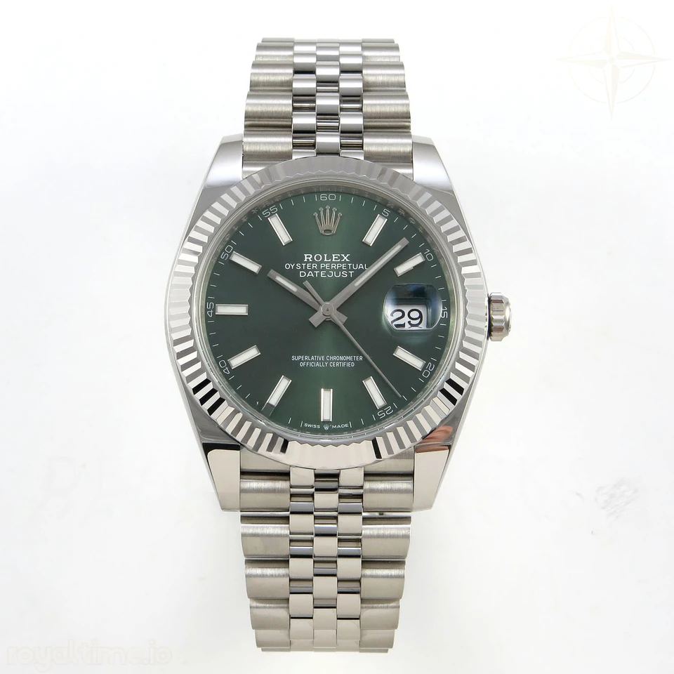 Rolex DateJust 41 126334 Clean Plus 904L Steel Green Stick Dial on Jubilee Bracelet DD3235
