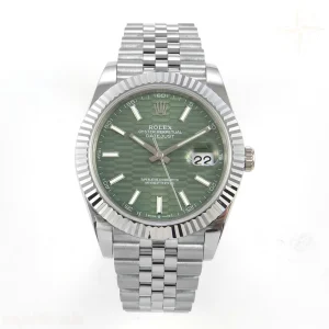 Rolex DateJust 41 126334 QF 904L Steel Green Textured Stick Dial on SS Jubilee Bracelet QF3235(145g)
