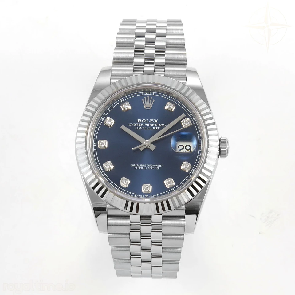 Rolex DateJust 41 126334 SCF 904L Steel Blue Diamonds Dial on Jubilee Bracelet A3235