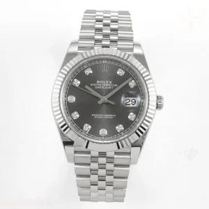 Rolex DateJust 41 126334 SCF 904L Steel Gray Diamonds Dial on Jubilee Bracelet A3235