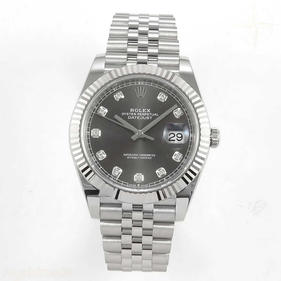 Rolex DateJust 41 126334 SCF 904L Steel Gray Diamonds Dial on Jubilee Bracelet A3235