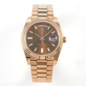 Rolex Day Date 40 RG TMF Brown Diamonds Dial on President Bracelet VR3255 (Weighted) 208g
