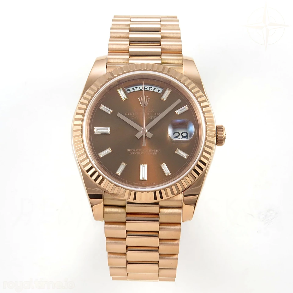 Rolex Day Date 40 RG TMF Brown Diamonds Dial on President Bracelet VR3255 (Weighted) 208g