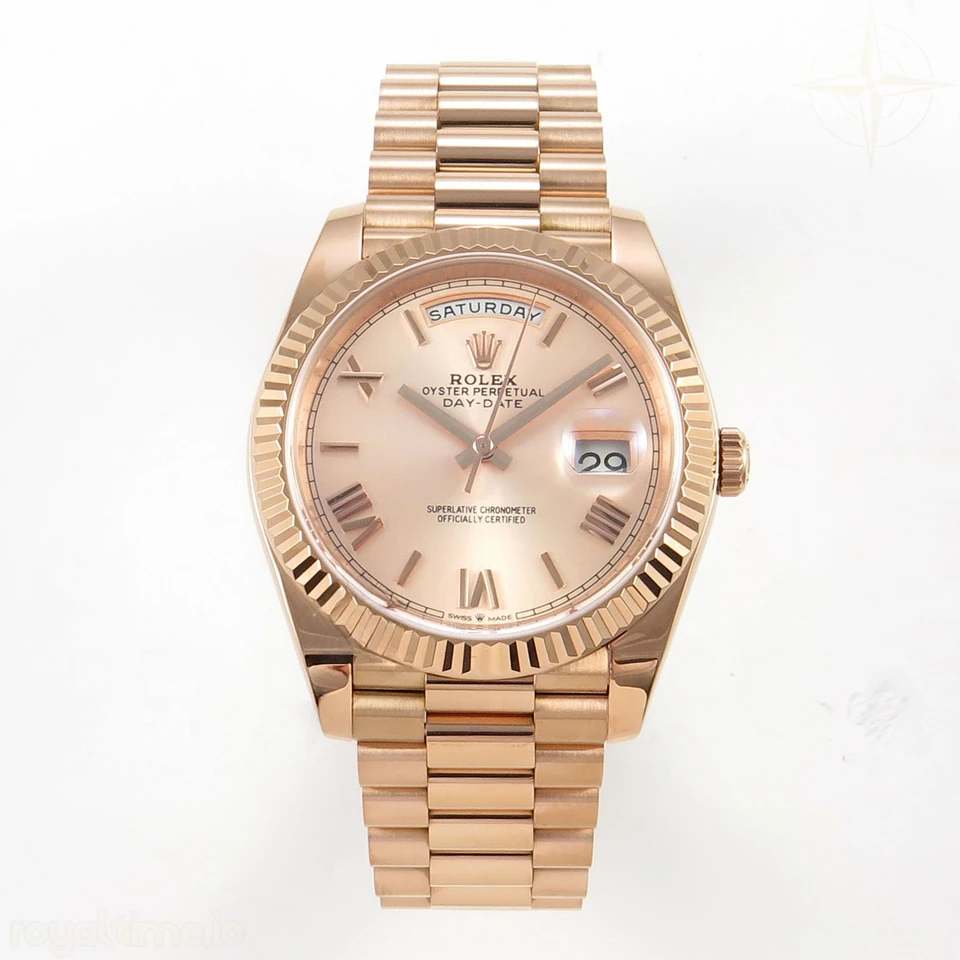 Rolex Day Date 40 RG TMF RG Roman Dial on President Bracelet VR3255 (Weighted) 208g