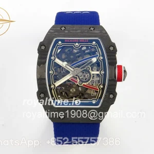 Richard Mille AVF RM67-02 Black NTPT Red/Blue/White Skeleton Dial on Blue Elastic strap CRMA7 V2