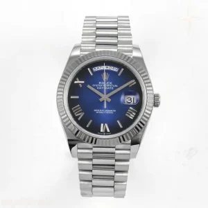 Rolex Day Date 40 SS 228239 QF Blue Ombre Roman Dial on President Bracelet A2836 V6 (200g)