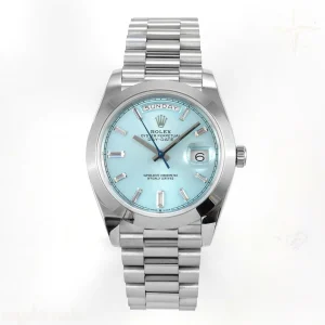 Rolex Day Date 40 SS 228239 QF Ice Blue Crystal Dial on President Bracelet A2836 V6 (200g)
