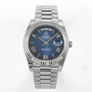Rolex Day Date 40 SS TMF Blue Ombre Roman Dial on President Bracelet VR3255 (Weighted) 208g