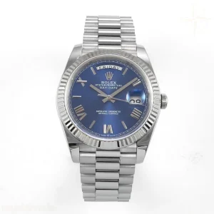 Rolex Day Date 40 SS TMF Blue Roman Dial on President Bracelet VR3255 (Weighted) 208g