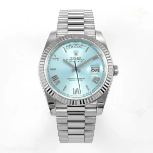Rolex Day Date 40 SS TMF Ice Blue Roman Dial on President Bracelet VR3255 (Weighted) 208g