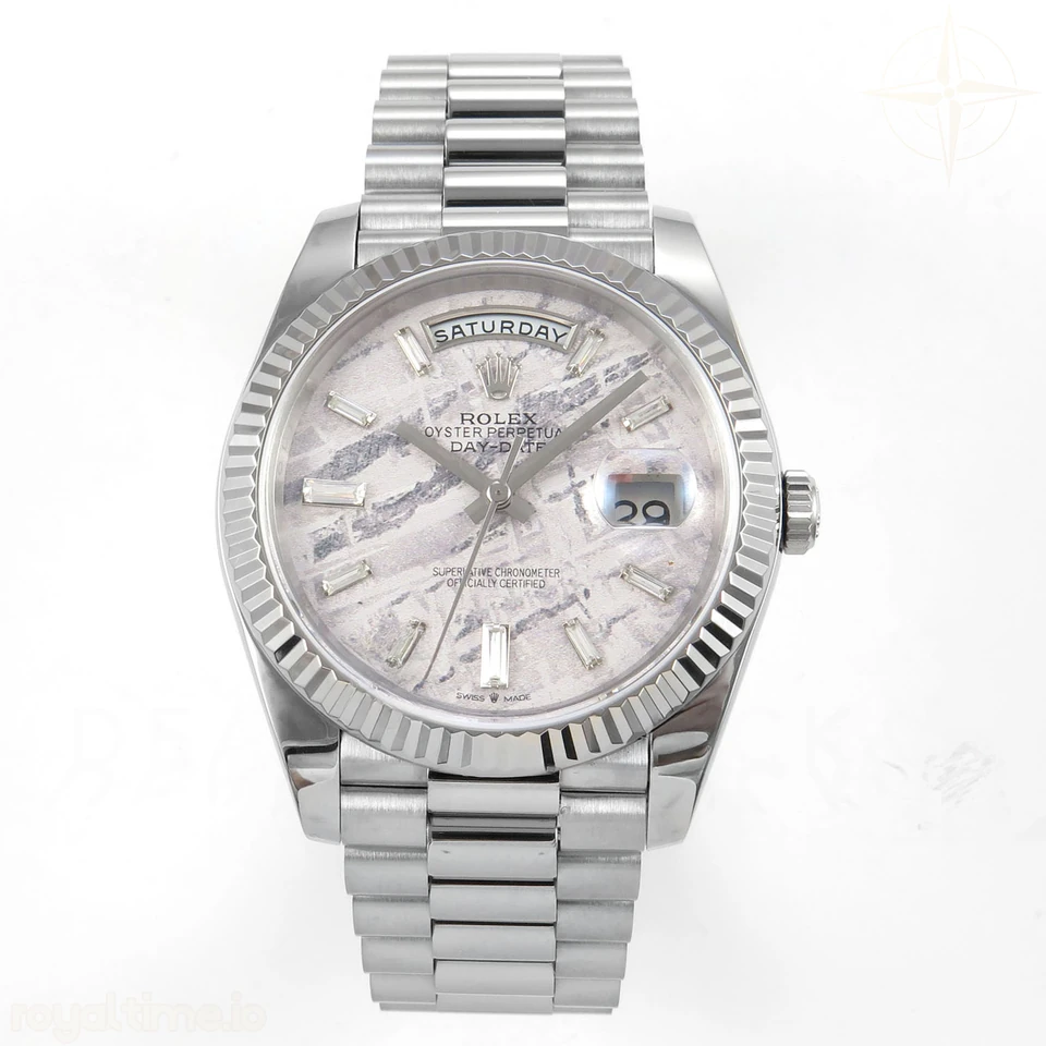 Rolex Day Date 40 SS TMF Meteorite Crystal Dial on President Bracelet VR3255 (Weighted) 208g