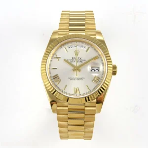 Rolex Day Date 40 YG 228238 QF Silver Roman Dial on President Bracelet VR3255 V8 (190g)
