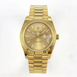 Rolex Day Date 40 YG 228238 QF YG Stick Dial on President Bracelet A2836 V6 (200g)