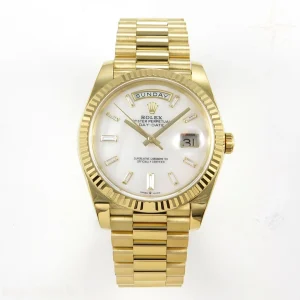 Rolex Day Date 40 YG TMF White MOP Diamonds Dial on President Bracelet VR3255 (Weighted) 208g