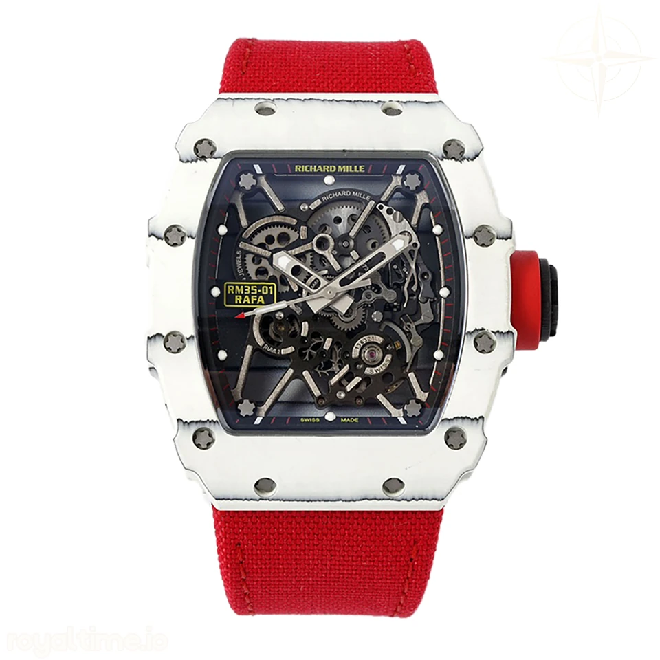 Richard Mille RM 035-01 Rafael Nadal White NTPT on Red Nylon Strap (Sonic)