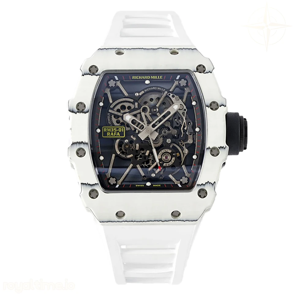 Richard Mille RM 035-01 Rafael Nadal White NTPT on White Rubber Strap (Sonic)