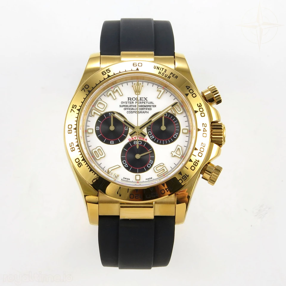 Rolex Daytona 116518 QF White/Black Numeral Dial on Oysterflex Strap SA4130 V11 (Gain Weight) 160g