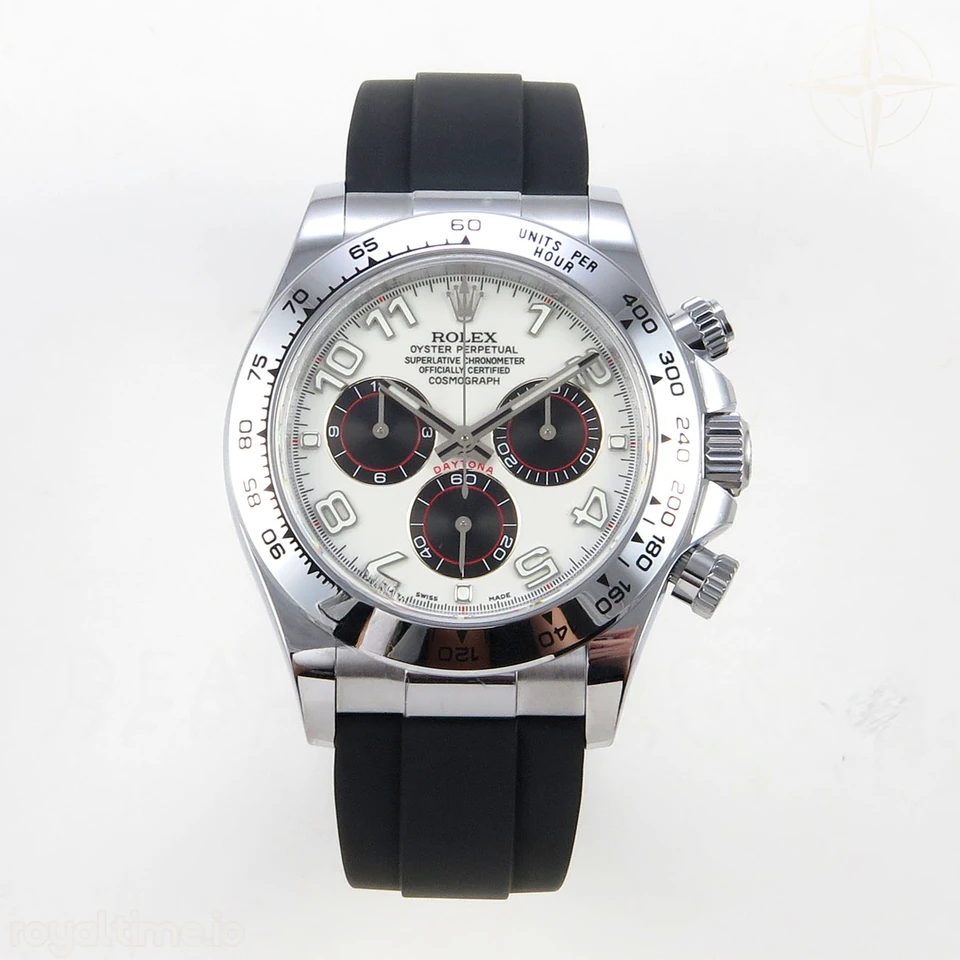 rolex Daytona 116519 QF White/Black Numeral Dial on Oysterflex Strap SA4130 V11 (Gain Weight) 160g