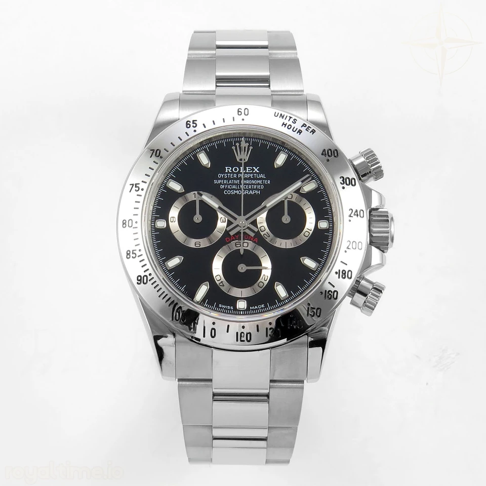 Rolex Daytona 116520 UFO Black Dial on Bracelet UF4130 (Free Sprung)