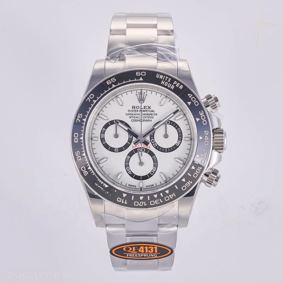 Rolex Daytona 126500 QF 904L Steel White Dial on SS Bracelet JH4131 (Free Sprung)