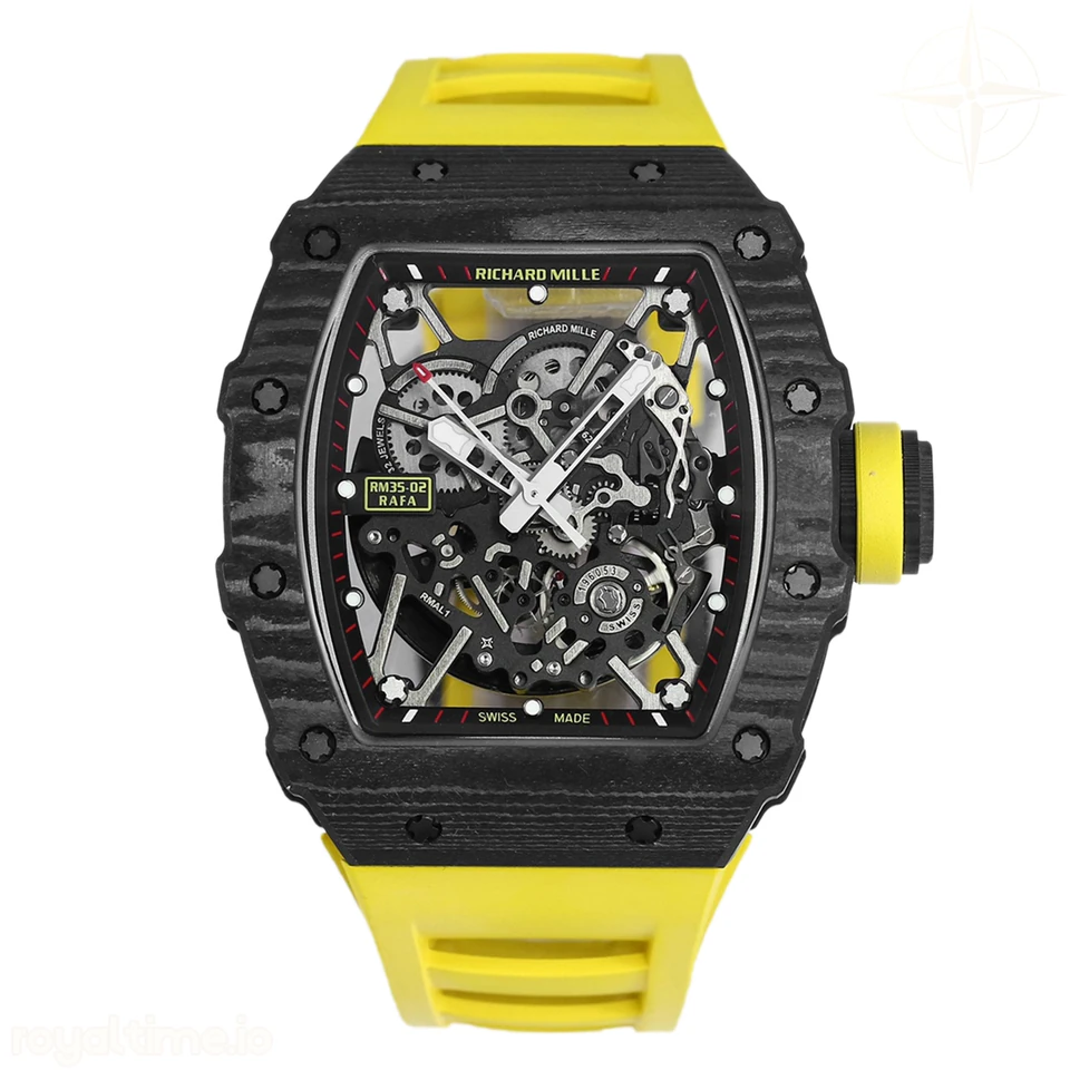 Richard Mille RM 035-02 Rafael Nadal NTPT Carbon on Yellow Rubber Strap